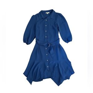 Moon Maven Y2K Blue Belted Button-Front Dress